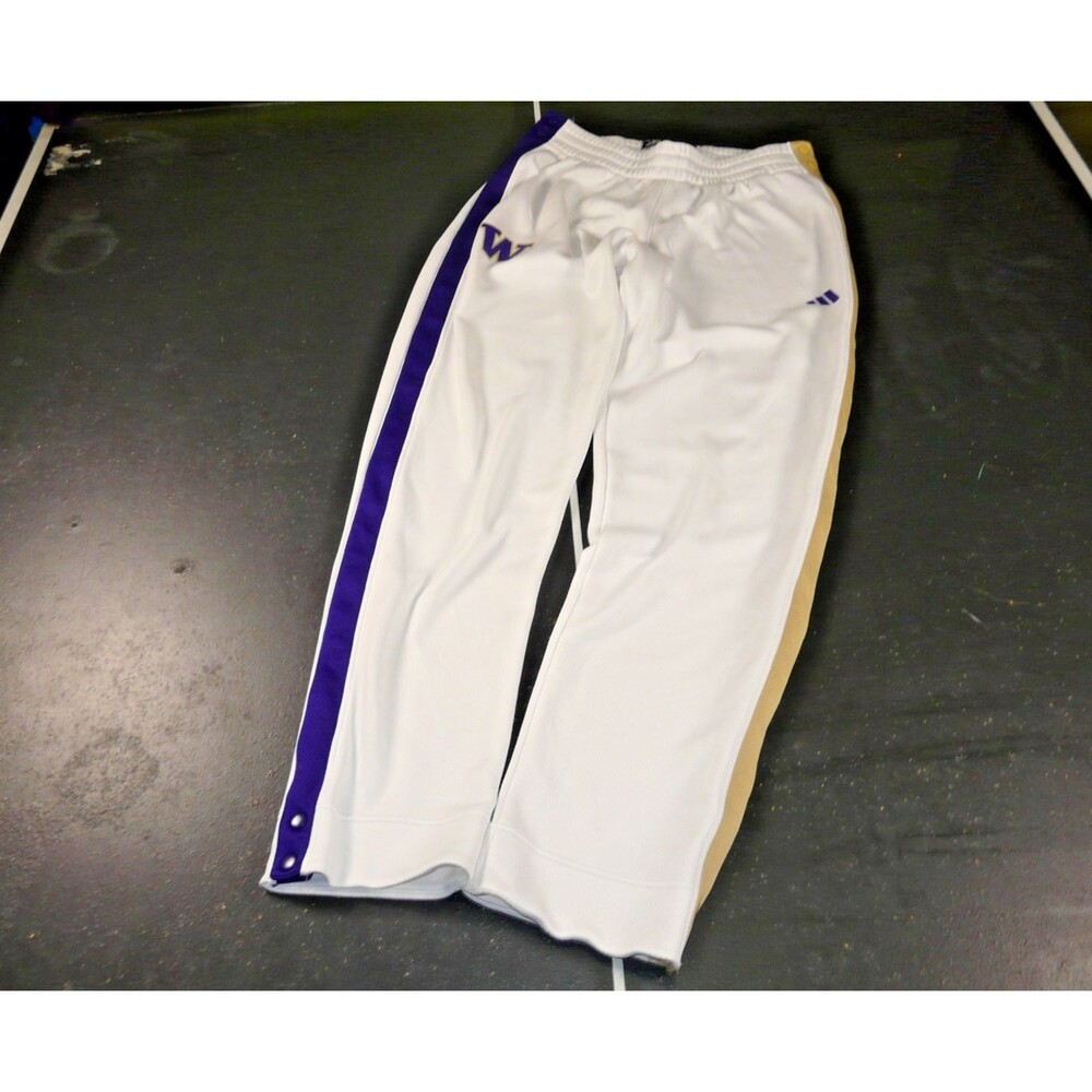 UW Washington Huskies Game Worn Team Issue White Adidas Tearaway Pants Men's XL